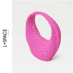 NWT L*SPACE Y2K Retro Pink Woven Raffia Hobo Bag Slouchy Street Vacay Tote Purse